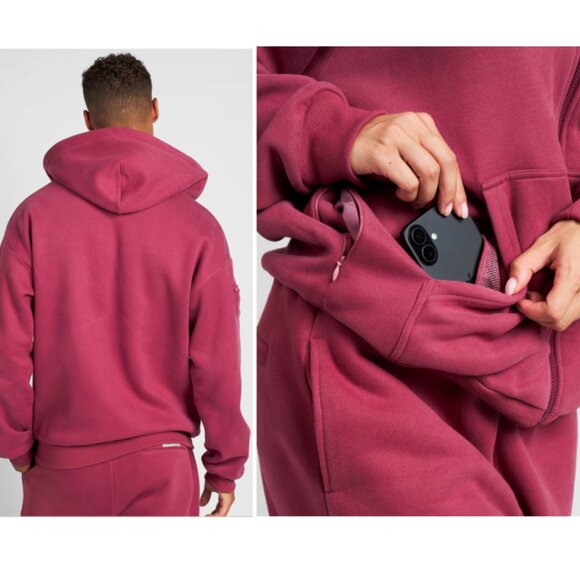 Comfrt Oversized Zip-Up Hoodie in Deep Rose Size XL - Picture 2 of 9